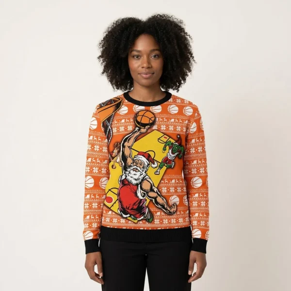 Santa Claus Volleyball Ugly Christmas Sweater Christmas Apparel Volleyball Players Gifts