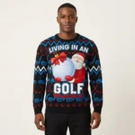 Santa Clause Golf Wonderland Ugly Christmas Sweater