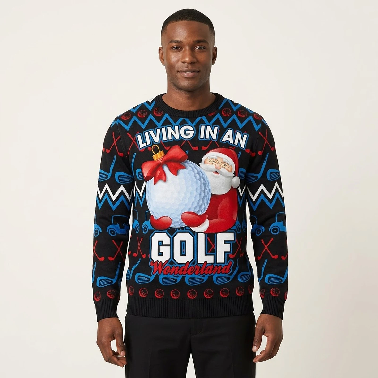 Santa Clause Golf Wonderland Ugly Christmas Sweater Santa Clause Golf Wonderland Ugly Christmas Sweater