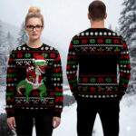 Santa Dinosaur Ugly Christmas Sweater Animal Themed Festive Wear Funny Secret Santa Gifts