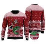 Santa Fishing Ugly Christmas Sweater Funny Christmas Sweater For Men Women Trendy Winter Sweatshirt for Cozy Moments