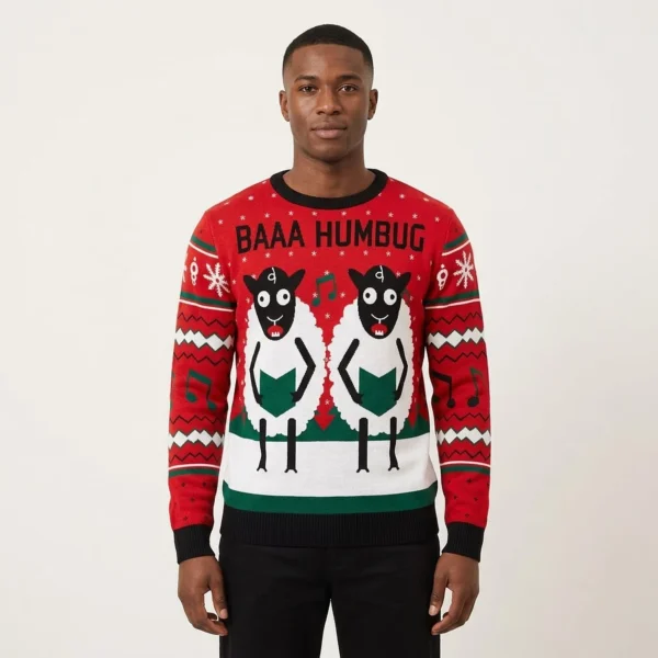 Sheep Lalala Ugly Christmas Sweater Baaa Humbug Unique Christmas Sweater Gifts