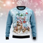 Shiba Dog Peace Love Joy Christmas Ugly Sweater Dog Themed Dog Lovers Christmas Gifts