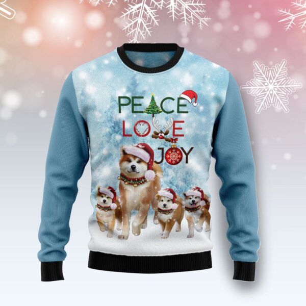 Shiba Dog Peace Love Joy Christmas Ugly Sweater Dog Themed Dog Lovers Christmas Gifts