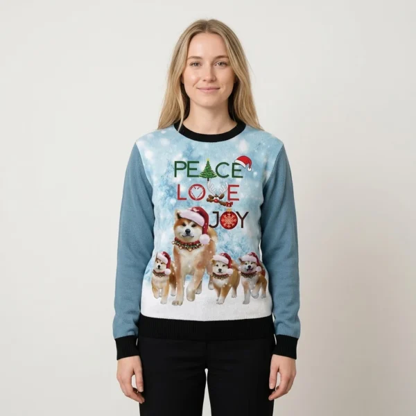 Shiba Dog Peace Love Joy Christmas Ugly Sweater Dog Themed Dog Lovers Christmas Gifts