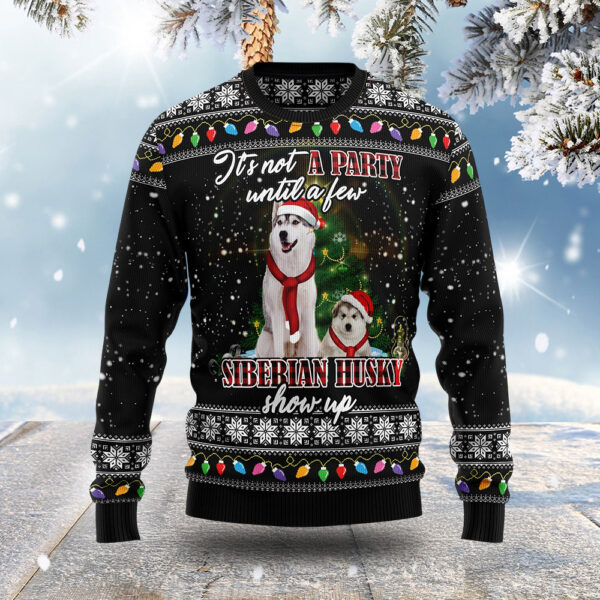 Siberian Husky Ugly Christmas Sweater It’s Not A Party Xmas Clothing Dog Christmas Sweater