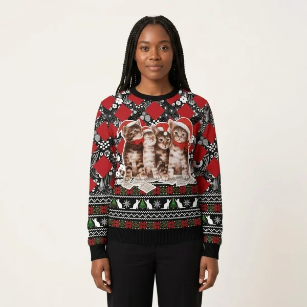Singing Kittens Ugly Christmas Sweater Winter Clothing Christmas Gift ForKitten Lovers