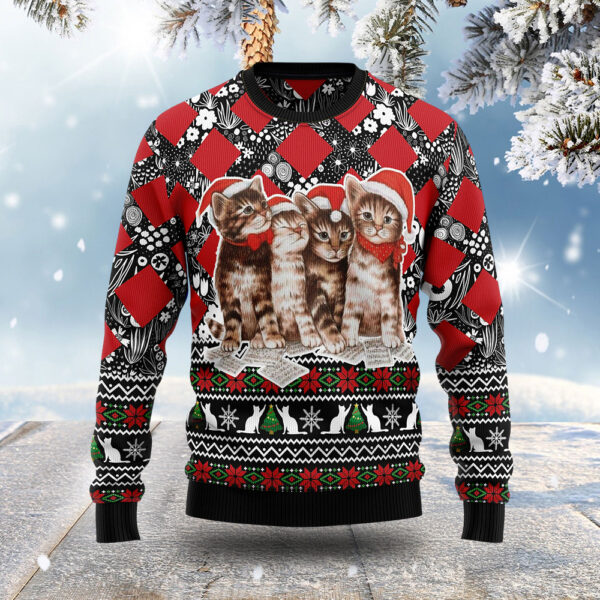 Singing Kittens Ugly Christmas Sweater Winter Clothing Christmas Gift ForKitten Lovers