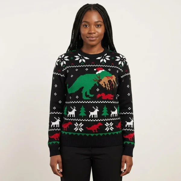 T Rex Eat Deer Christmas Ugly Sweater Christmas Day Clothing Dark Humour Christmas Jumpers