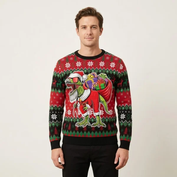 T Rex Santa Christmas Ugly Christmas Sweater Festive Clothing Christmas Gift ForT Rex Lovers