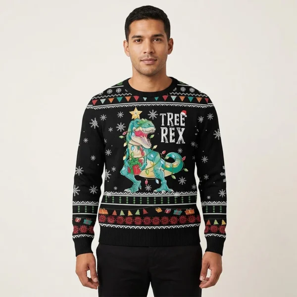Tree Rex Christmas Ugly Sweater Gift ForGuys Who Love Dinosaurs