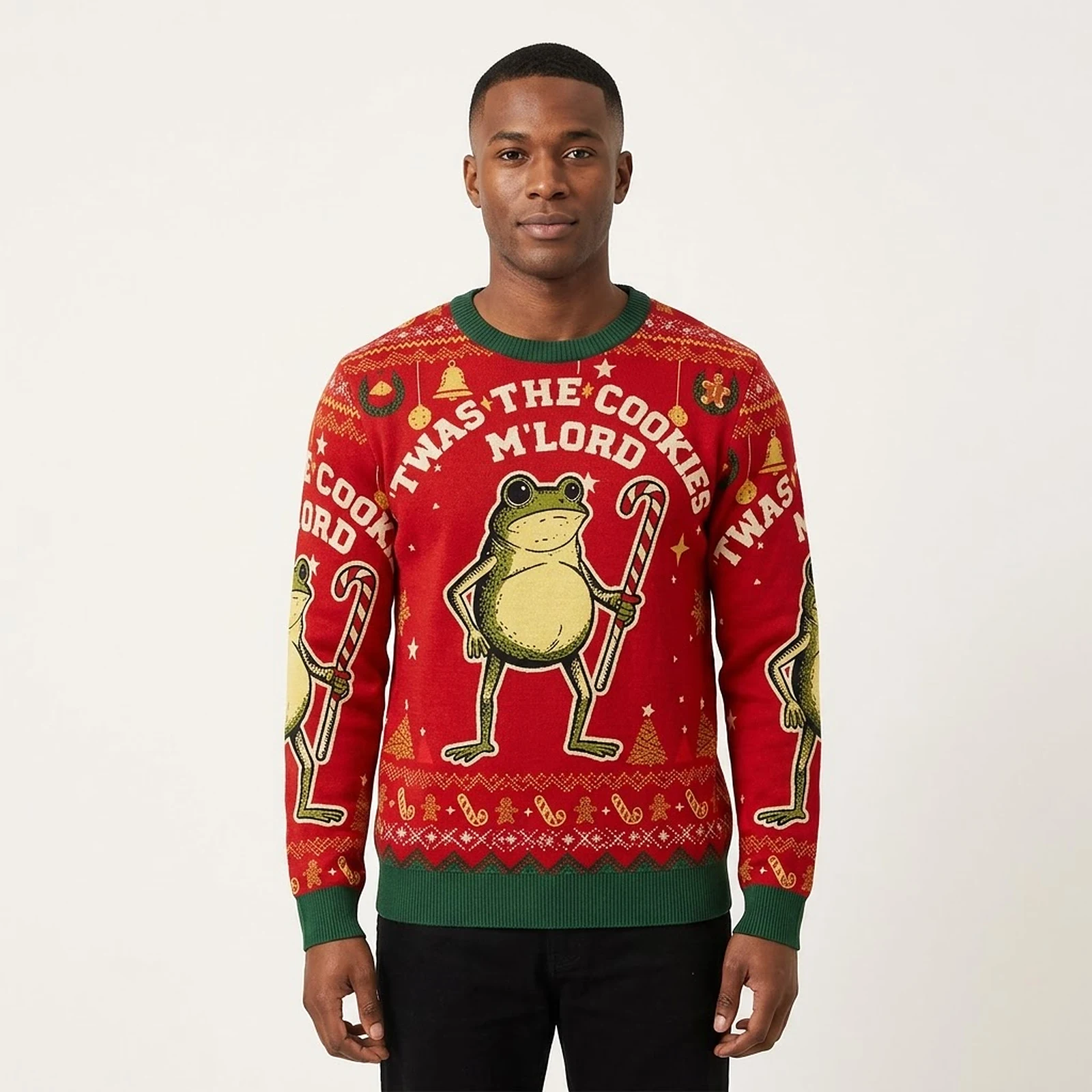 Twas The Cookies M Lord Christmas Ugly Sweater Animal Themed Xmas Clothing Gifts AI Model Photo Twas The Cookies M Lord Christmas Ugly Sweater Animal Themed Xmas Clothing Gifts AI Model Photo